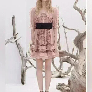 Zimmermann $1450 Winsome Ruffle Sphere Mini Dress Pink Fairy Coquette‎ Wedding